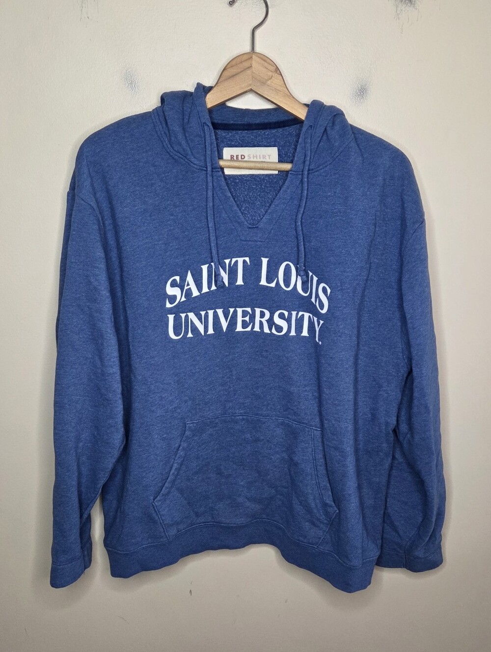 Saint Louis University Blue V-neck Hooded Sweatshirt Size XL Sporty Casual